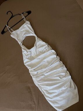 Windsor White Cutout Ruched Mini Dress